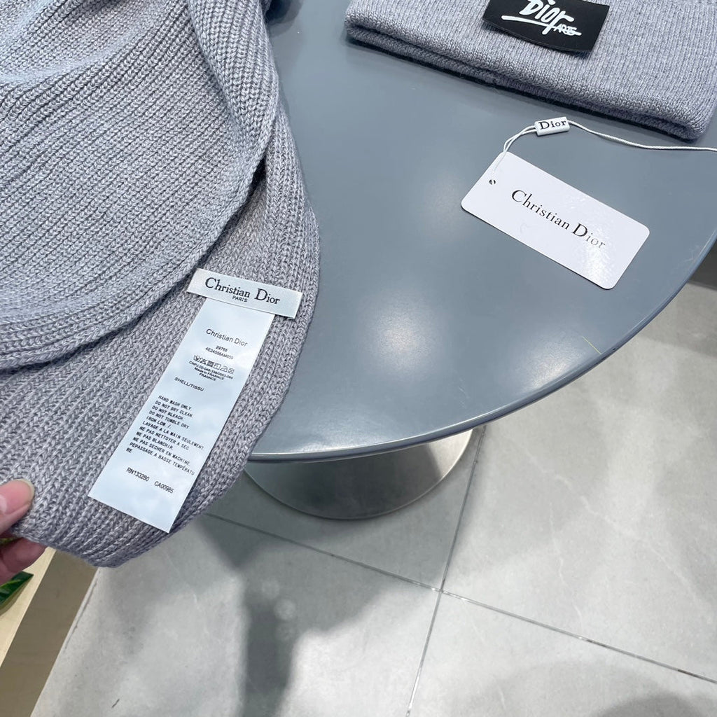 SET CLASSIC SCARF AND HAT IN GRAY RABBIT WOOL 434626