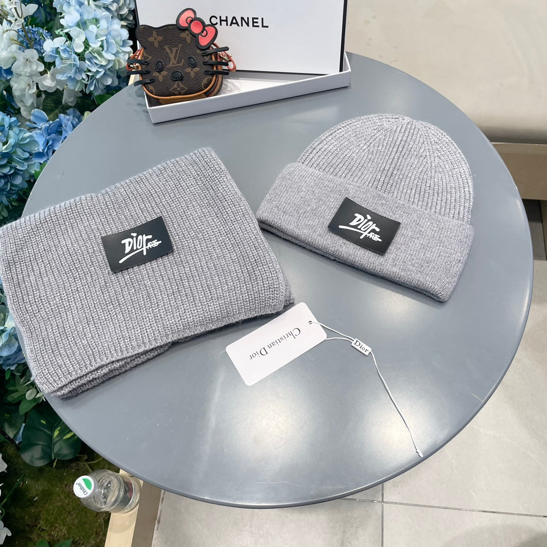 SET CLASSIC SCARF AND HAT IN GRAY RABBIT WOOL 434626