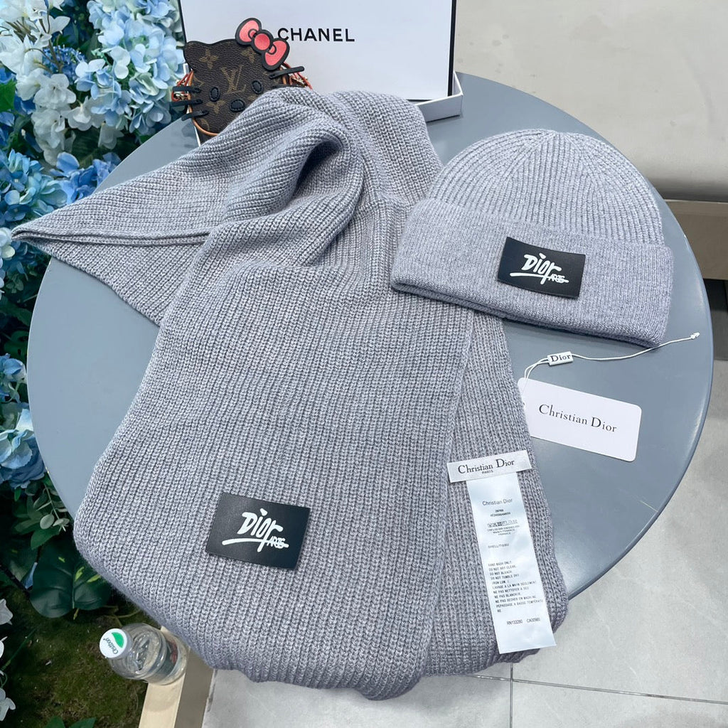 SET CLASSIC SCARF AND HAT IN GRAY RABBIT WOOL 434626