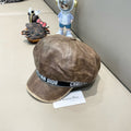 BAKER BOY HAT IN BROWN LEATHER 436762