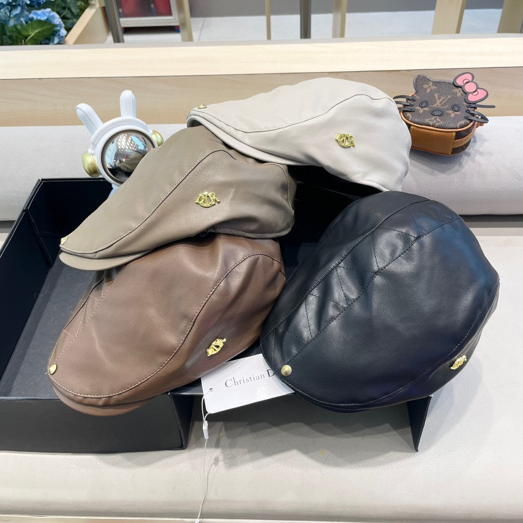 BAKER BOY HAT IN GRAYISH BROWN LEATHER 436767
