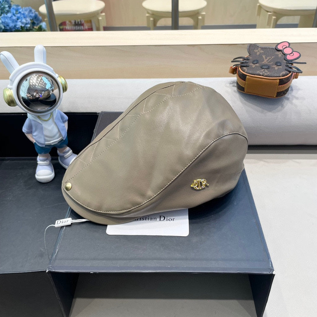 BAKER BOY HAT IN GRAYISH BROWN LEATHER 436767