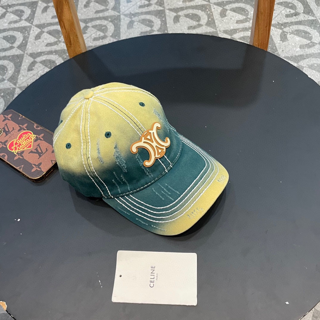 BASEBALL CAP MODEL 650509 IN YELLOW GREEN OMBRE COTTON