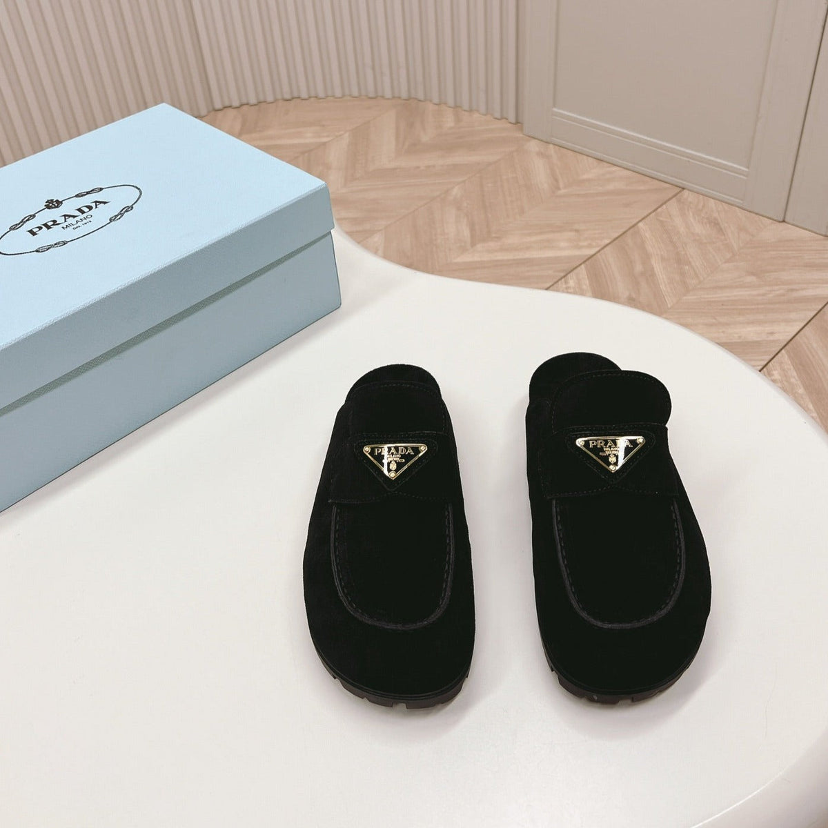 PRA SABOTS MULES BLACK SUEDE