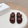 PRA CROCODILE MOTIF SLIDES SANDALS WINE CALFSKIN