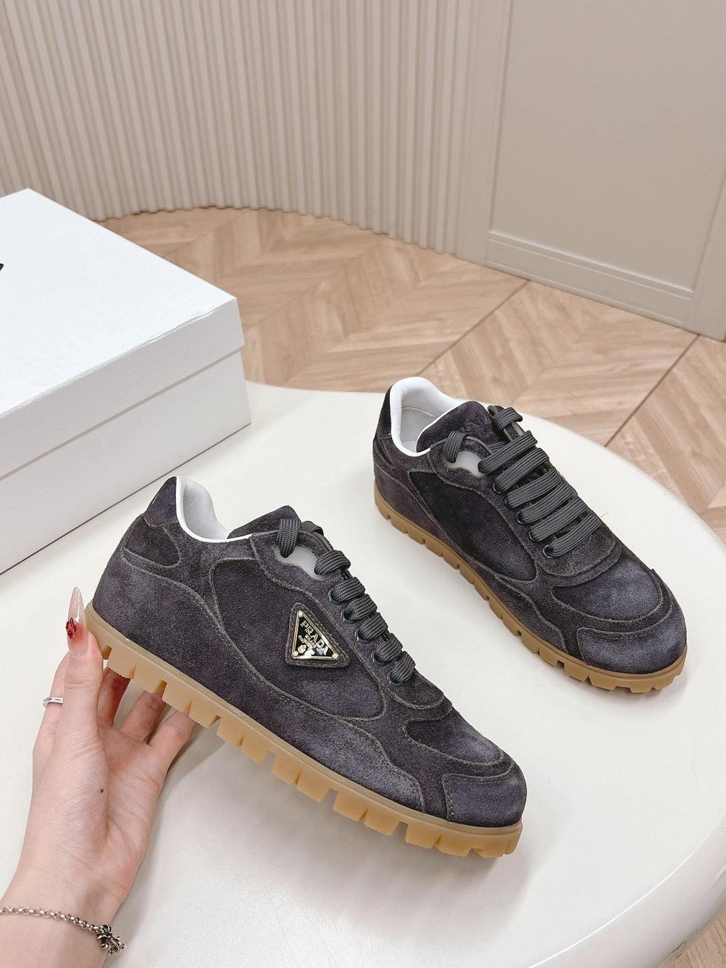 PRA FADED SUEDE SNEAKERS CHARCOAL