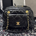 BOWLING BAG 33 IN BLACK SOFT LAMBSKIN GOLD HARDWARE