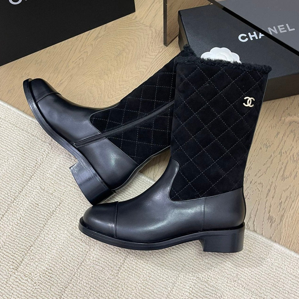 ANKLE BOOTS IN BLACK SUEDE AND CALFSKIN 963148