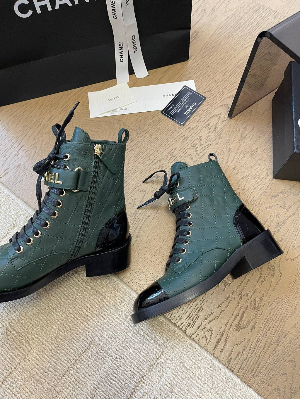 ALPHABET MARTIN BOOTS IN FOREST GREEN LAMBSKIN