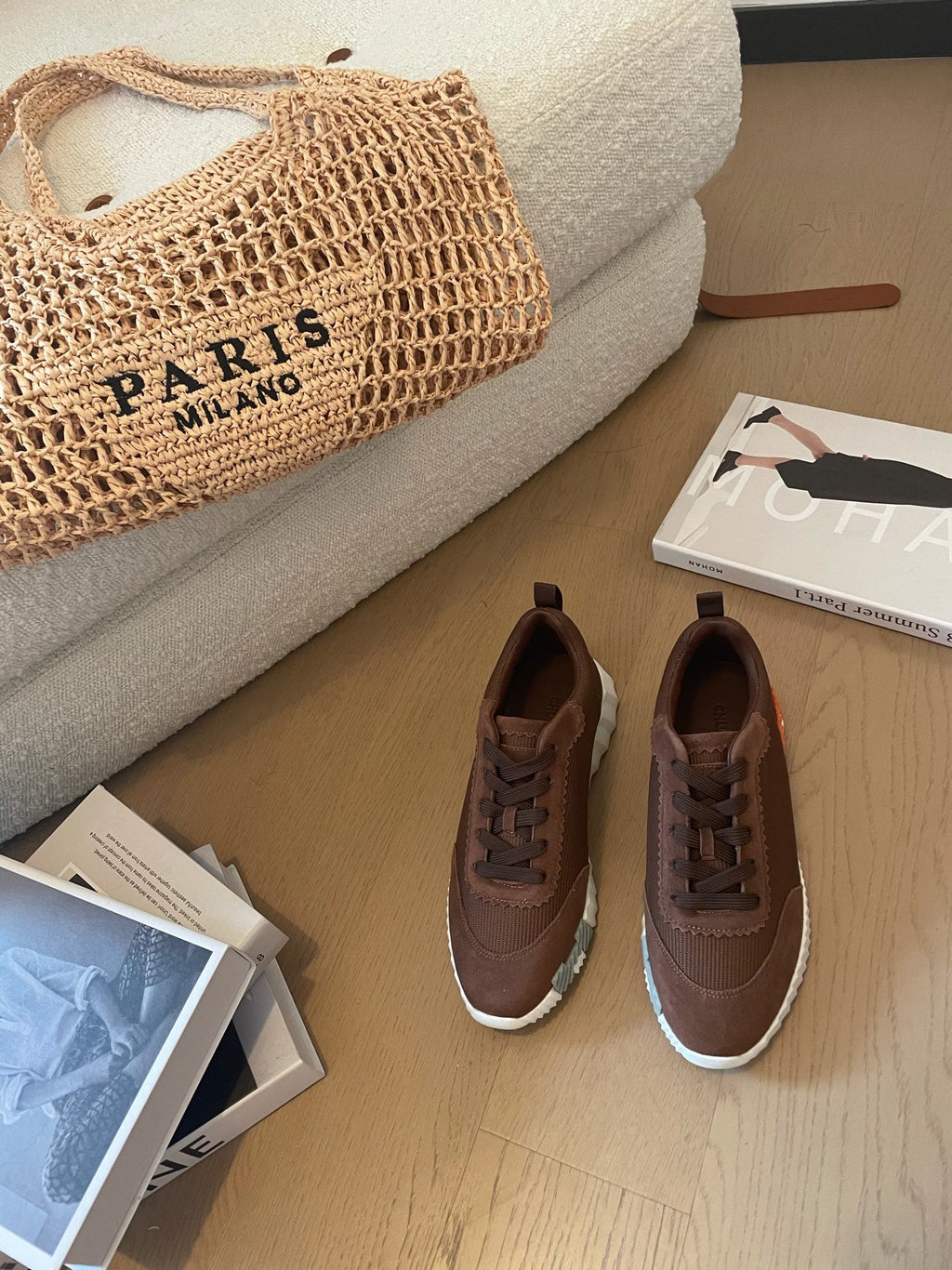 BOUNCING SNEAKERS BROWN CALFSKIN WITH BROWN LACES