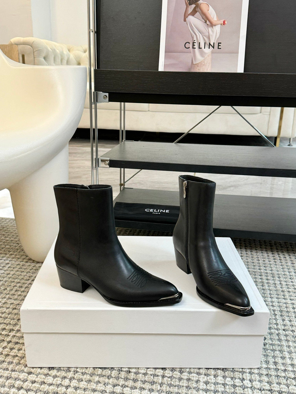 ANKLE BOOTS 45 MM IN BLACK CALFSKIN