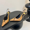 BABYLONE BRETEUIL SLINGBACK 85 MM PUMPS IN PEANUT BROWN SMOOTH LEATHER