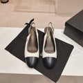 SLINGBACKS WHITE MIX BLACK SHEEPSKIN