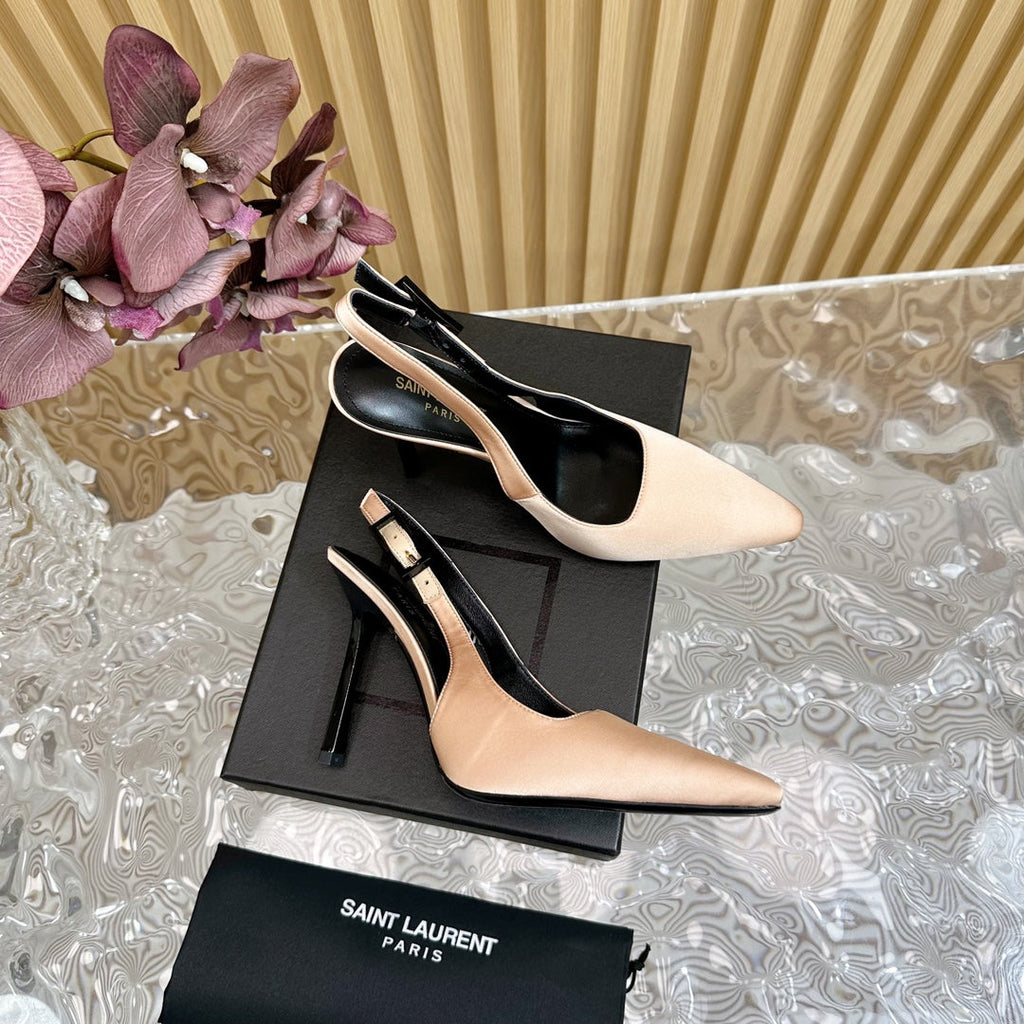 SL DUNE SLINGBACK PUMPS BISQUE SATIN