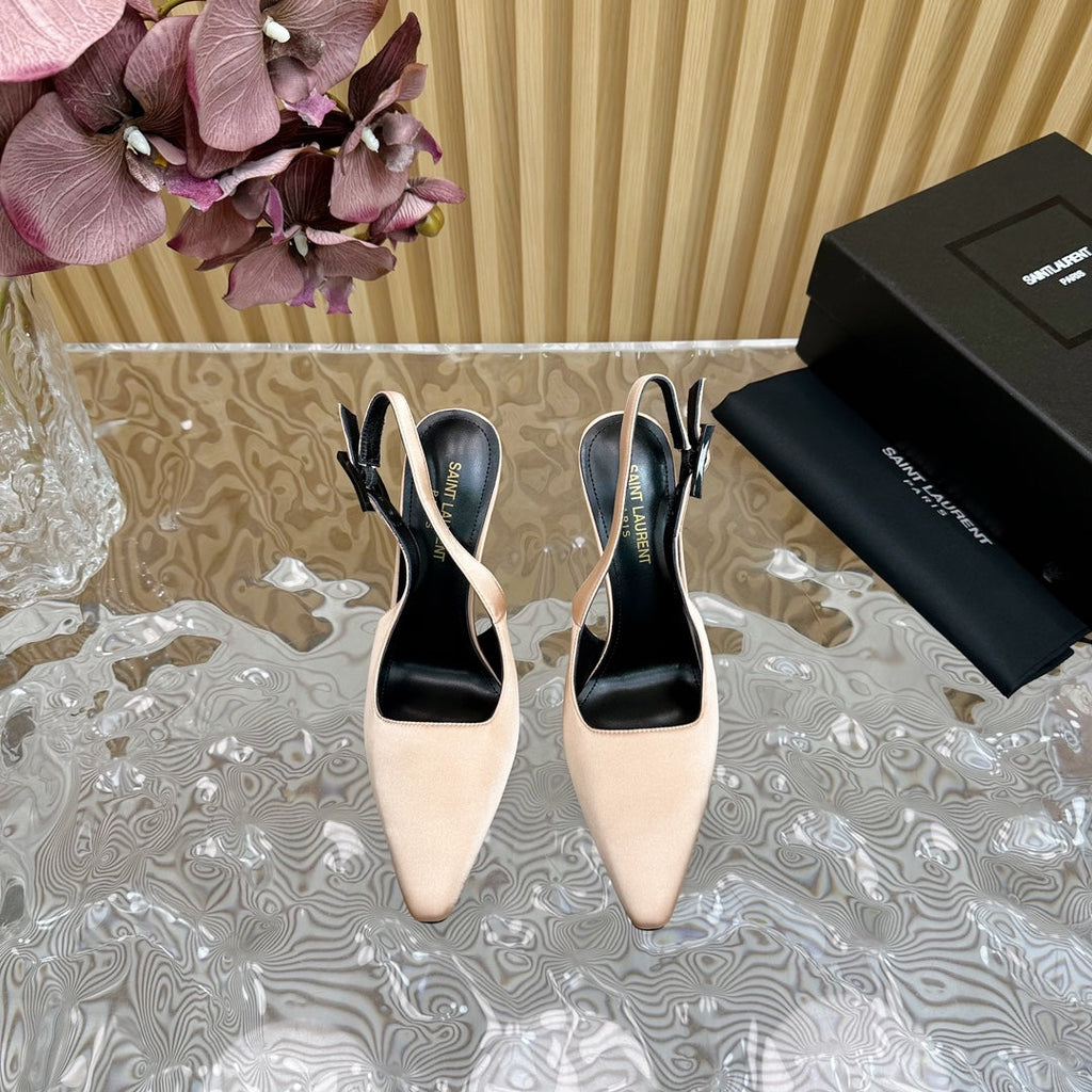 SL DUNE SLINGBACK PUMPS BISQUE SATIN