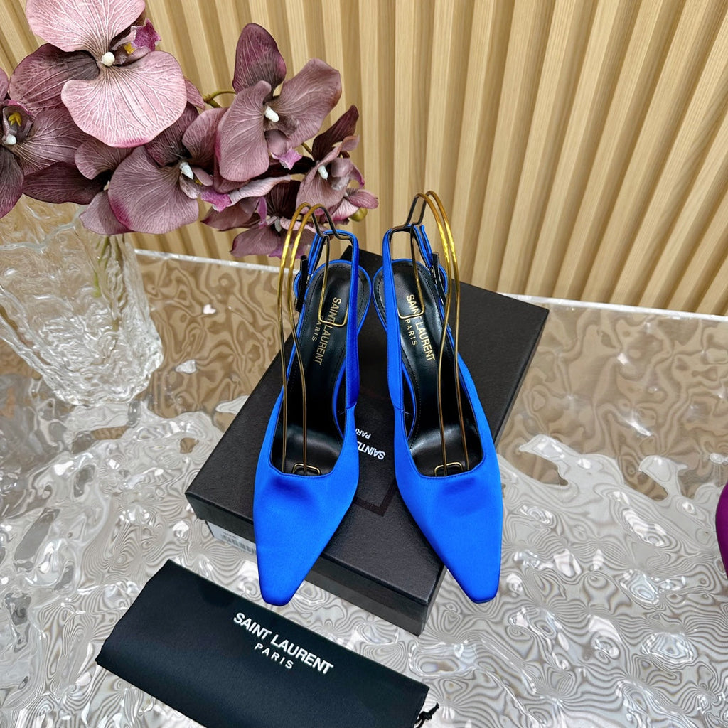SL DUNE SLINGBACK PUMPS COBALT SATIN