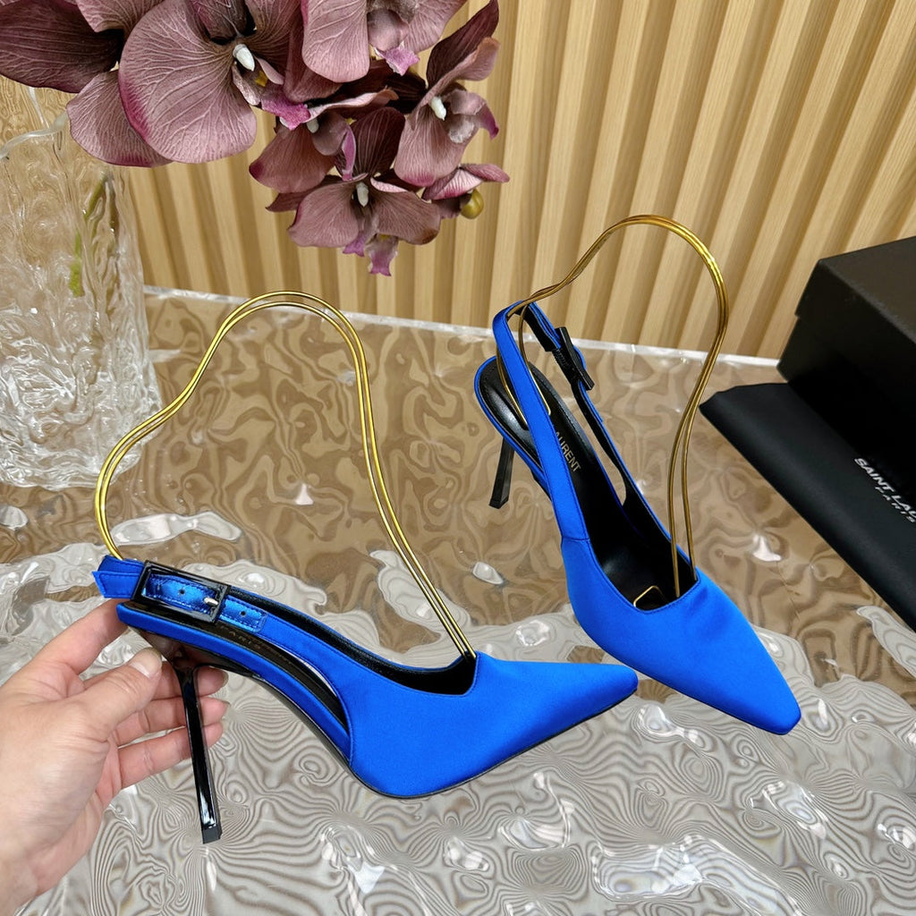 SL DUNE SLINGBACK PUMPS COBALT SATIN
