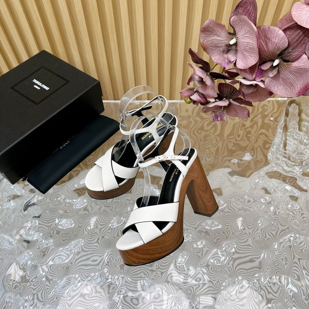 SL BIANCA PLATFORM SANDAL WHITE CALFSKIN