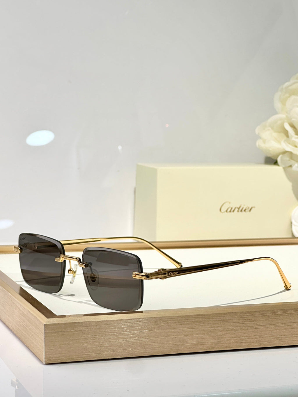 C DE RIMLESS SQUARE FRAME SUNGLASSES CT0610S IN METAL