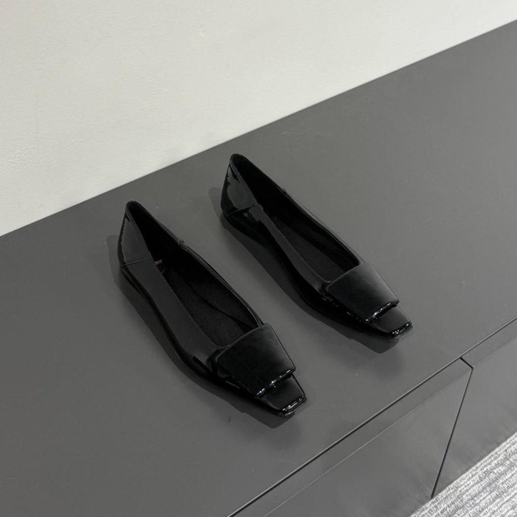 POPPY BALLET FLATS IN BLACK GLOSSY LAMBSKIN