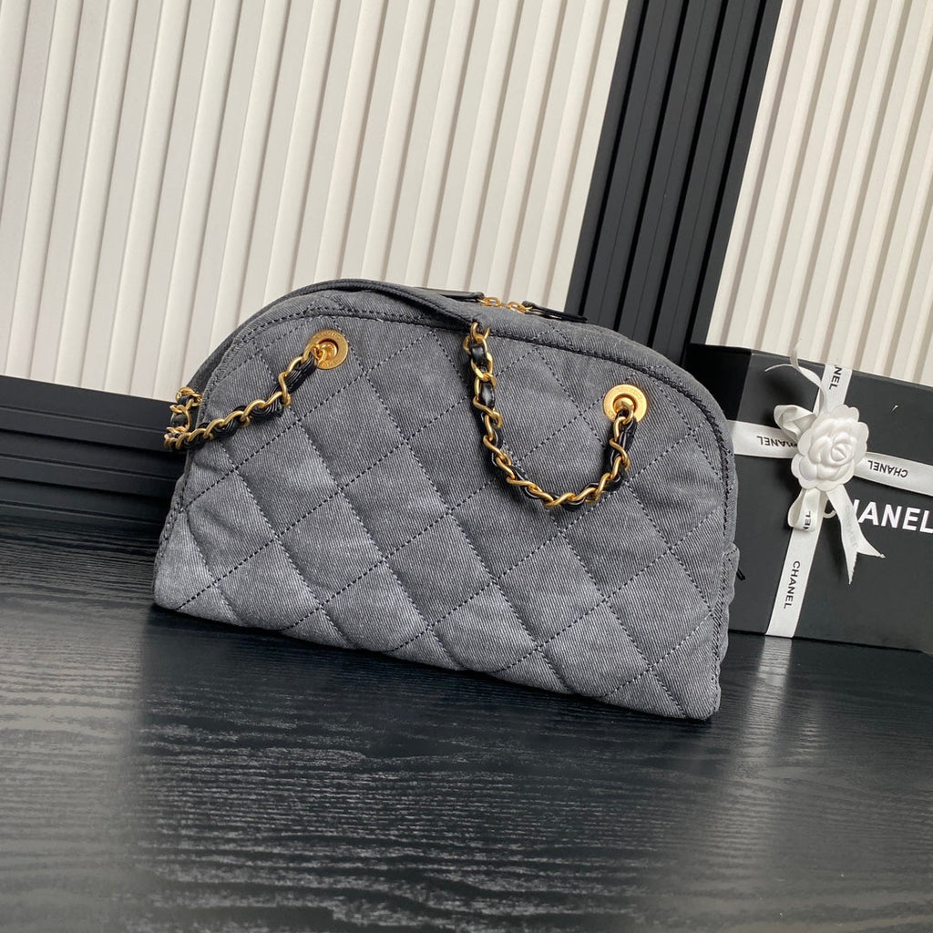BOWLING BAG 33 IN SANTAS GRAY DENIM GOLD HARDWARE