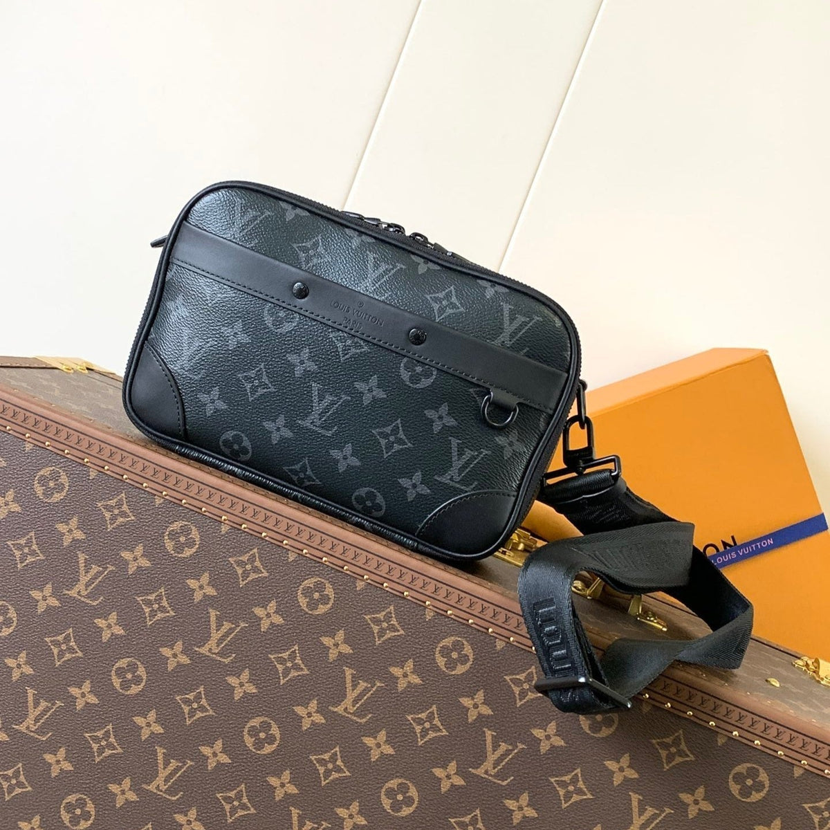 NANO ALPHA BAG 24 IN BLACK MONOGRAM ECLIPSE CANVAS AND COWHIDE