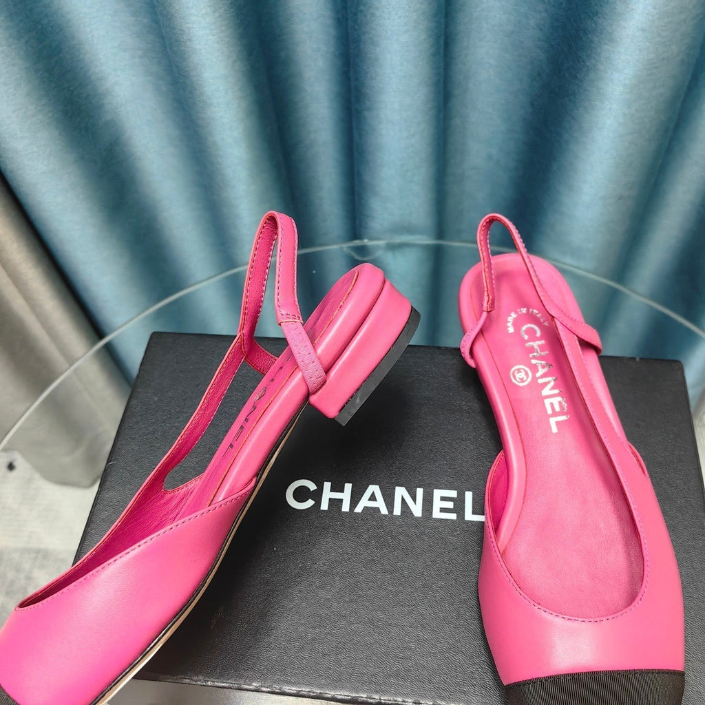 SLINGBACKS IN BARBIE PINK MIX BLACK LAMBSKIN