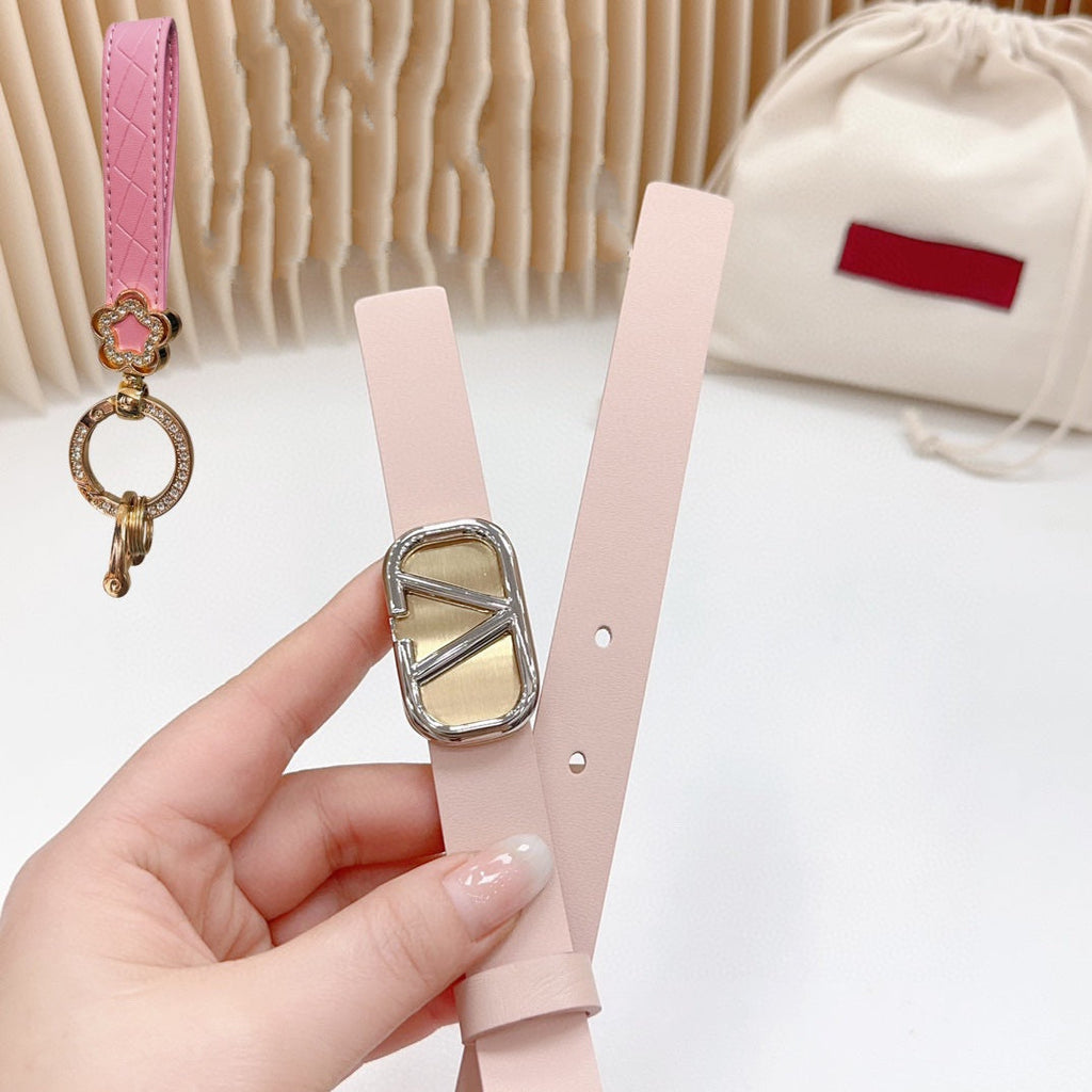 Silver Vlogo and Gold Hardware Buckle Pink Calfskin 20mm