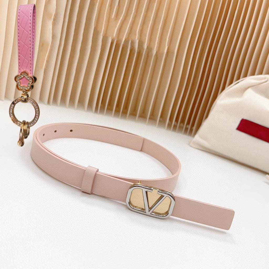 Silver Vlogo and Gold Hardware Buckle Pink Calfskin 20mm