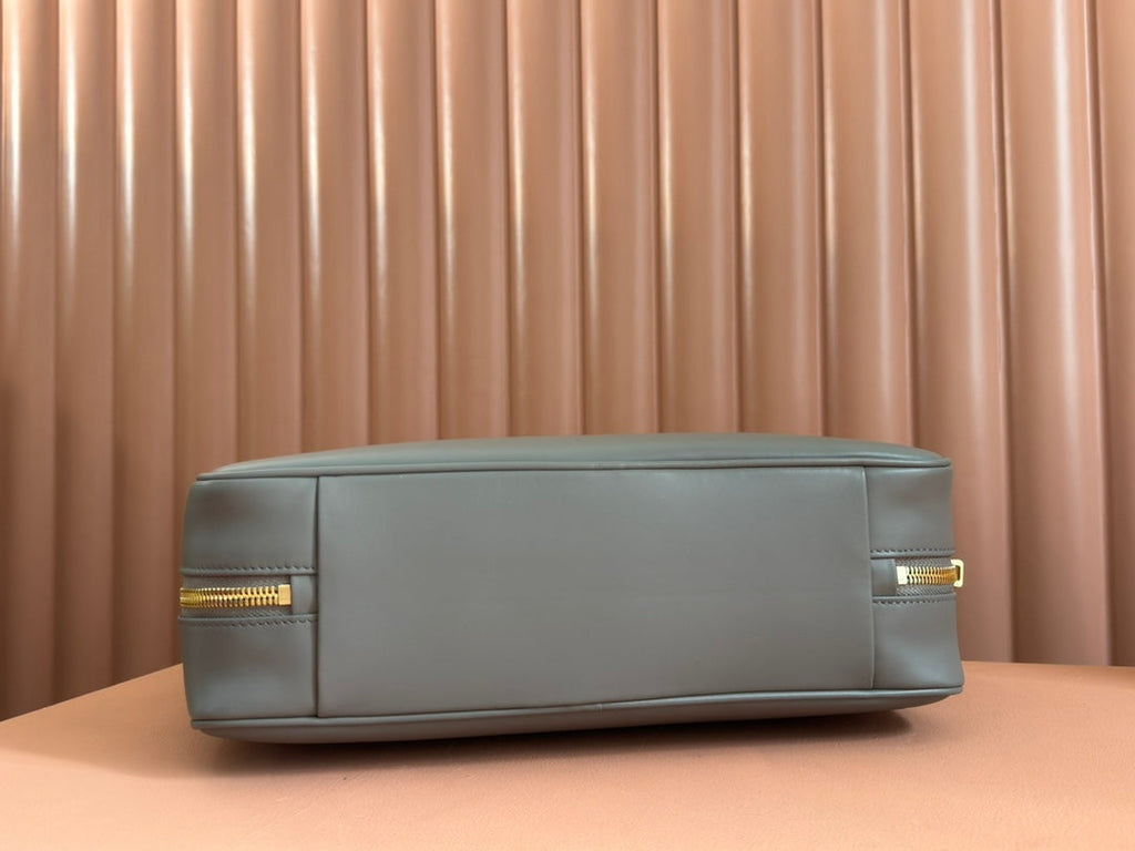 BEAU TOP HANDLE BAG 34 IN DARK GREY SMOOTH CALFSKIN
