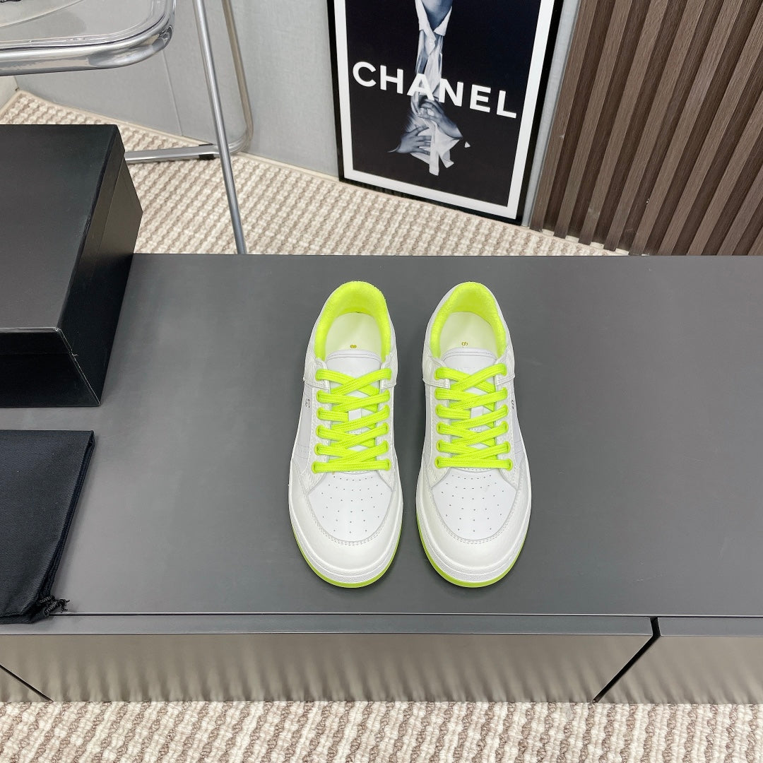 SL/61 SNEAKERS IN WHITE MIX NEON YELLOW CALFSKIN