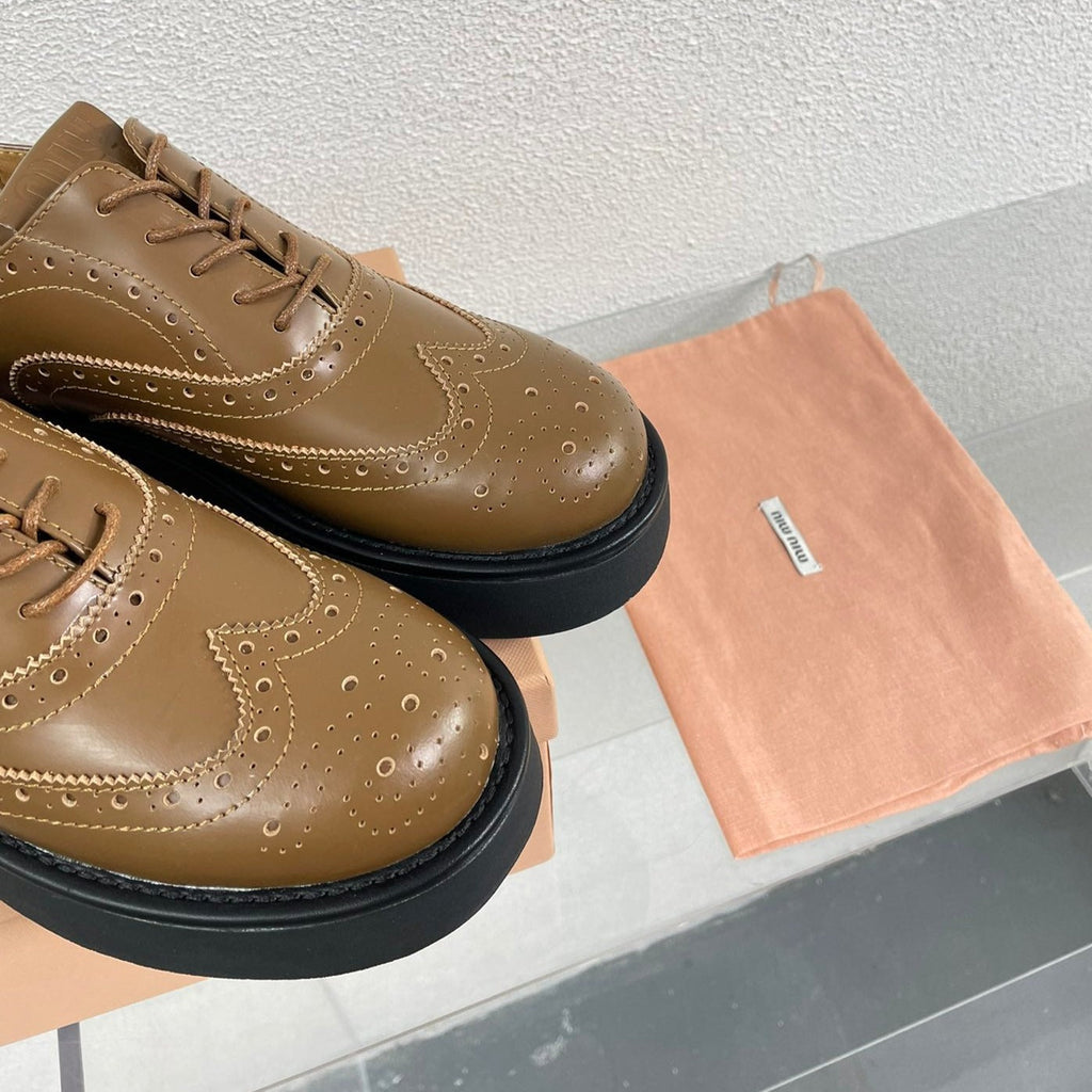 Baroque Thick-Soled Oxford Shoes With Laces Cider Calfskin