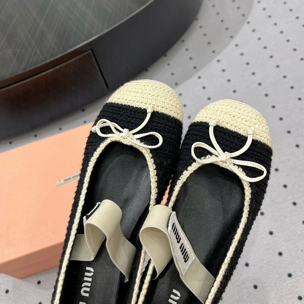 Ballet Flats Black Mix Ivory Fabric