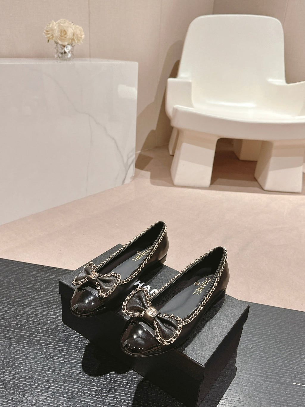 BOWKNOT BALLET FLAT IN BLACK SHEEPSKIN