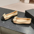 BOWKNOT BALLET FLAT IN BEIGE CREAM MIX BLACK SHEEPSKIN