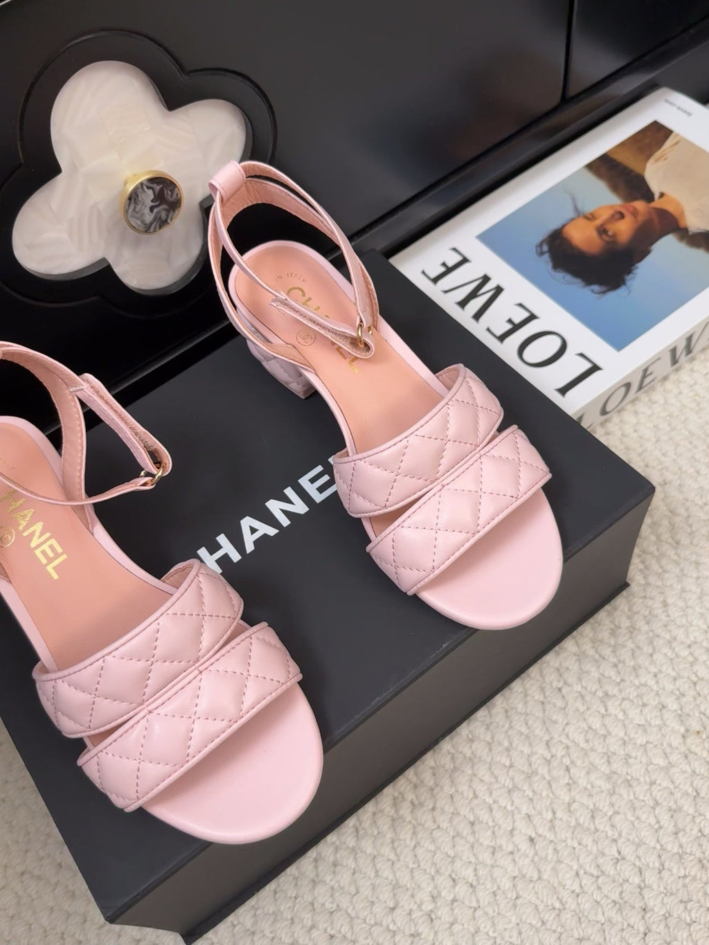 25C Sandal 45mm Open Heel Pink Lambskin 233489