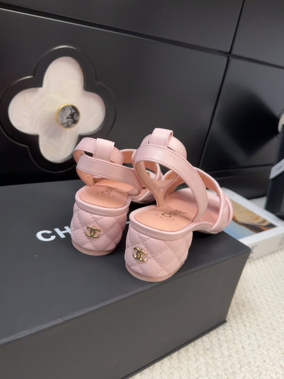 25C Sandal 45mm Open Heel Pink Lambskin 233489