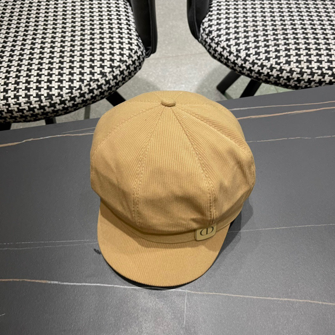 BAKER BOY HAT IN BEIGE YELLOW COTTON 429848