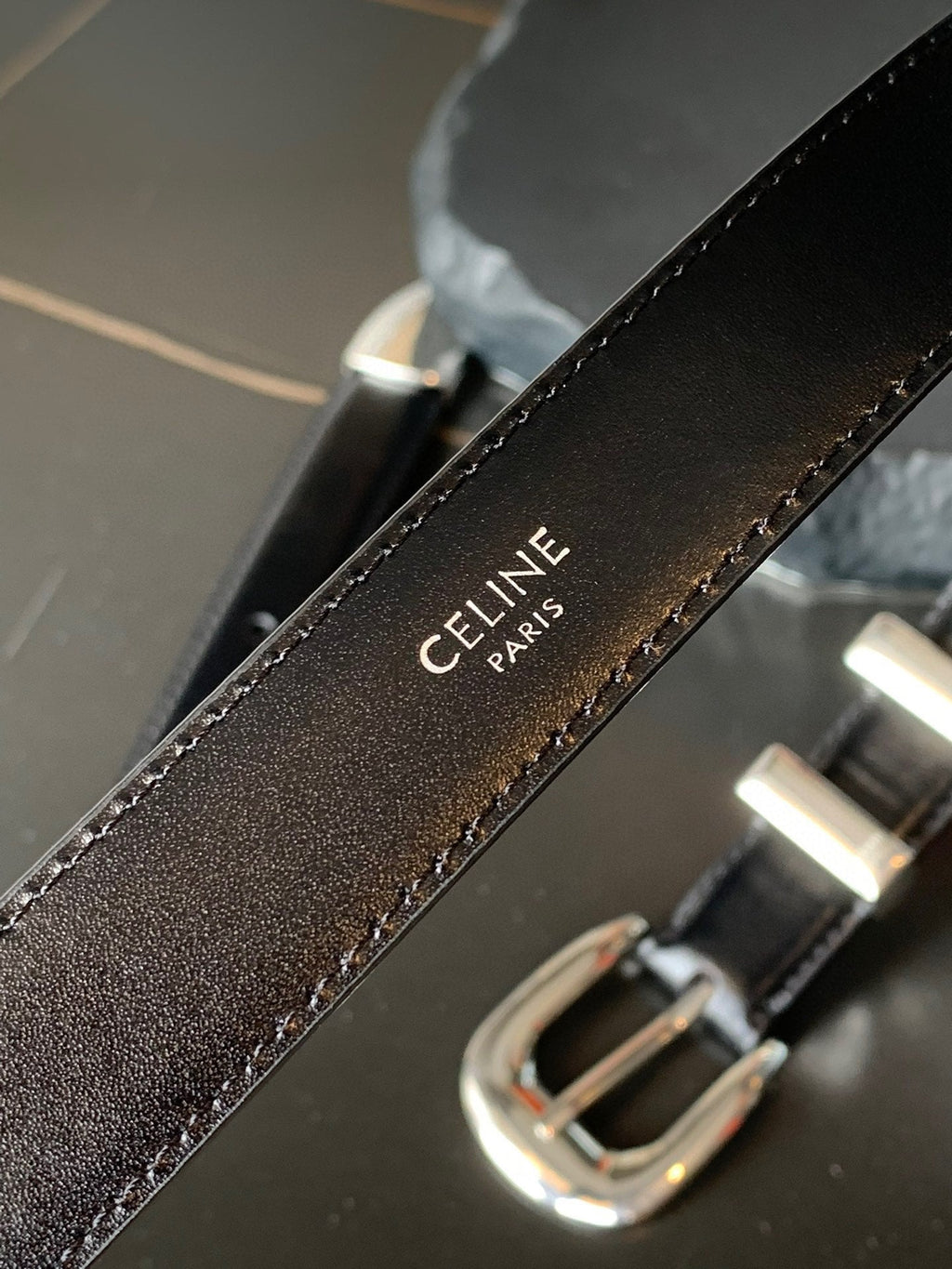 BELT 25MM MEDIUM WESTERN IN BLACK CALFSKIN WITH SILVER BUCKLE