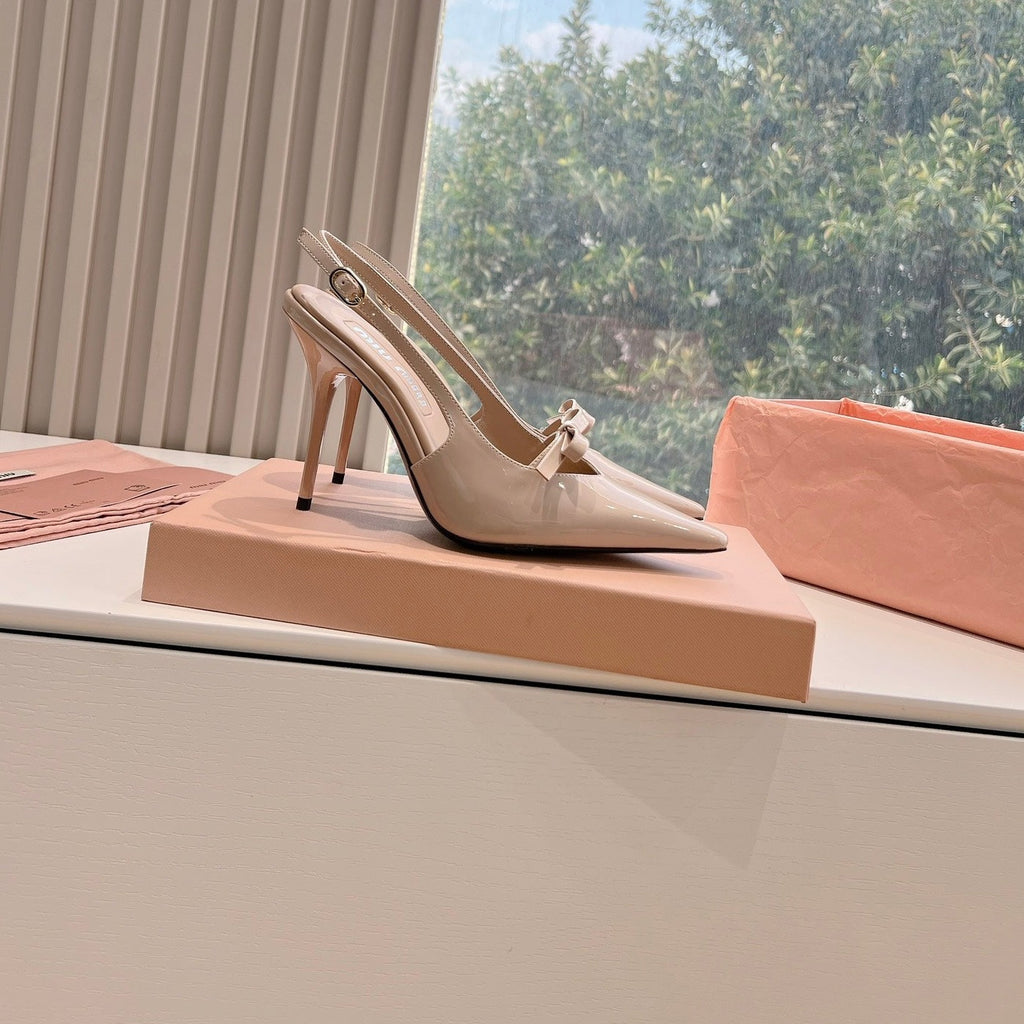 Slingback Warm Ivory Imported Patent Leather