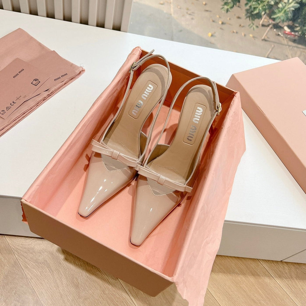 Slingback Warm Ivory Imported Patent Leather