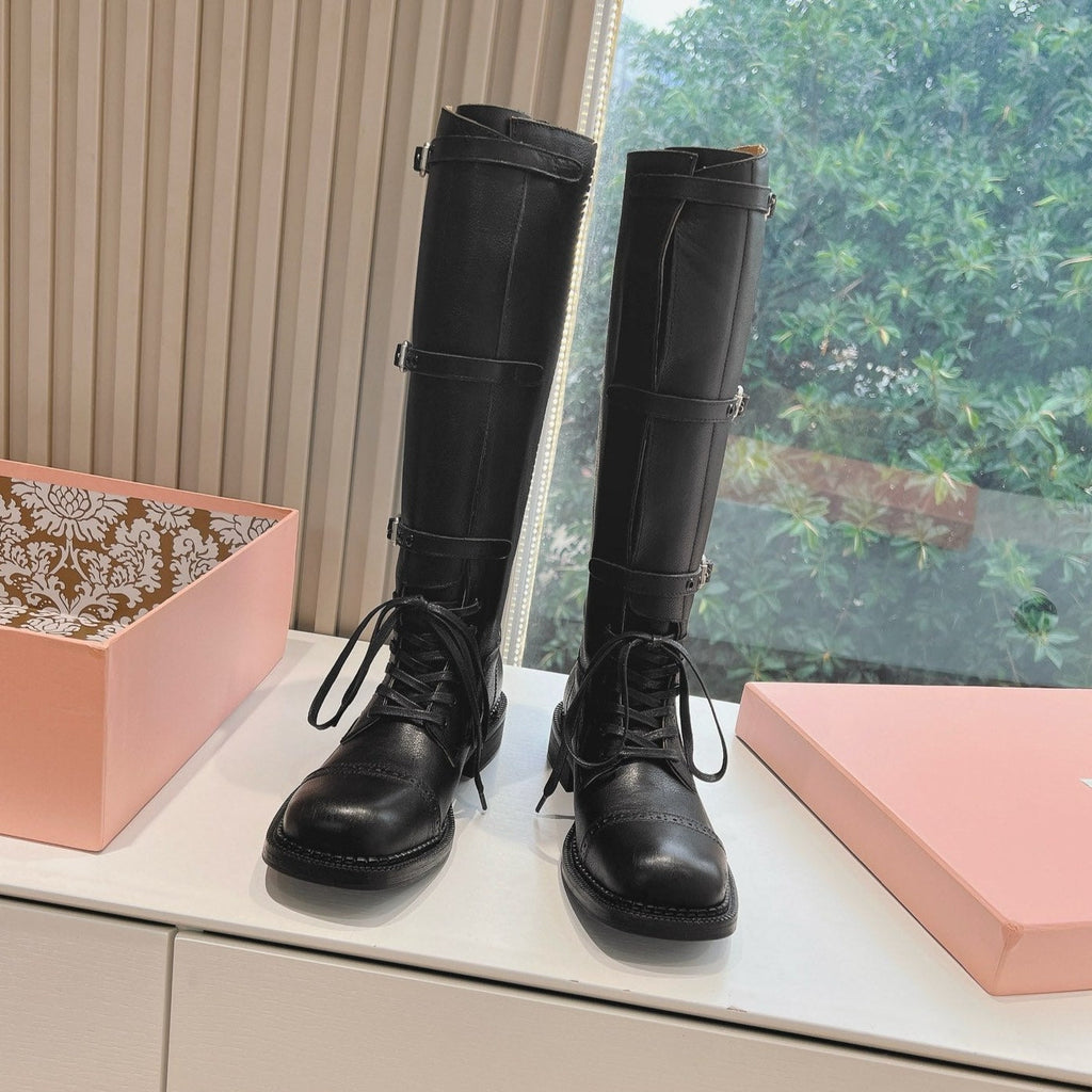 Army Boots Black Color Cowhide