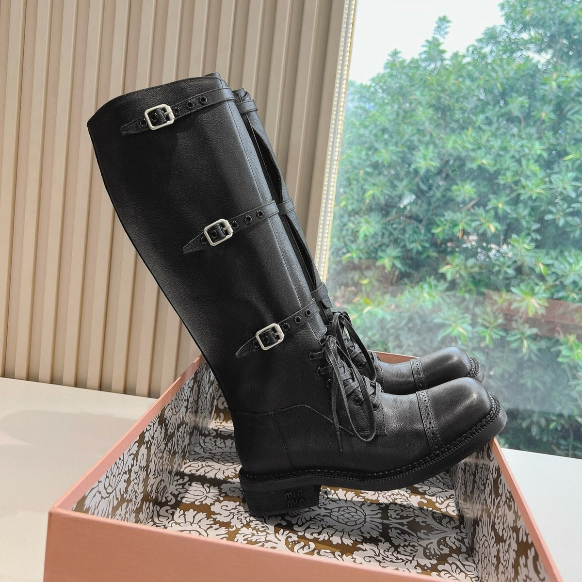 Army Boots Black Color Cowhide