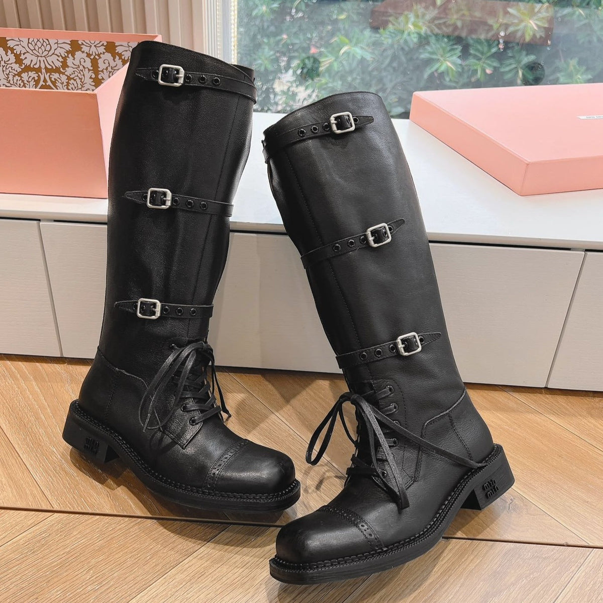 Army Boots Black Color Cowhide