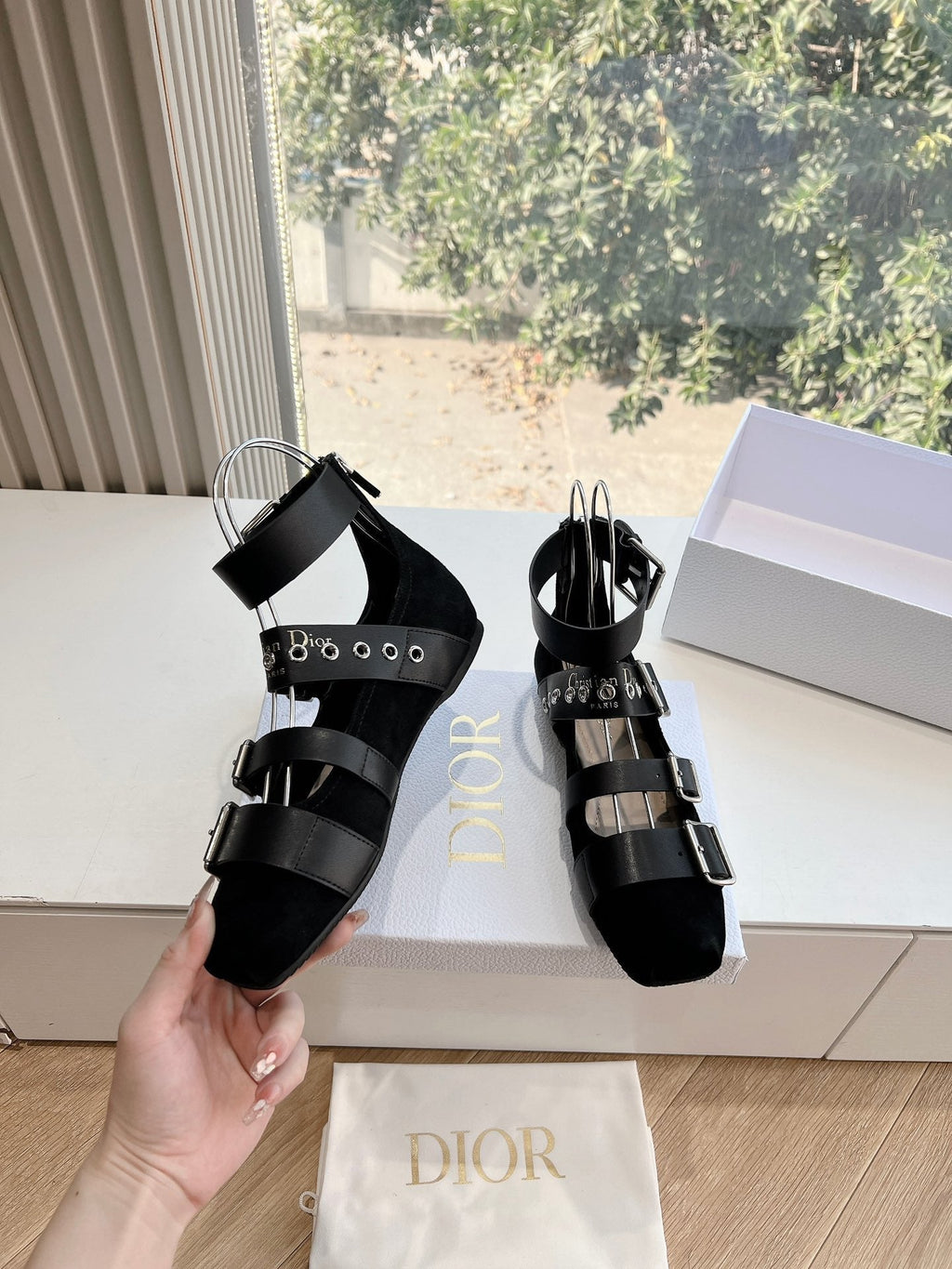 PUNK BALLET FLAT IN BLACK SUEDE AND CALFSKIN