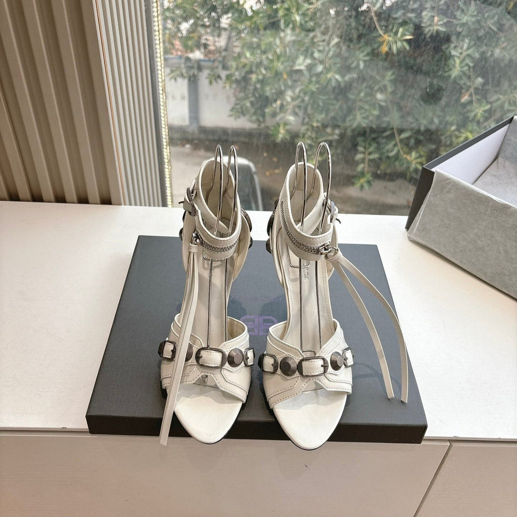 CAGOLE HIGH-HEEL SANDALS IN WHITE LAMBSKIN