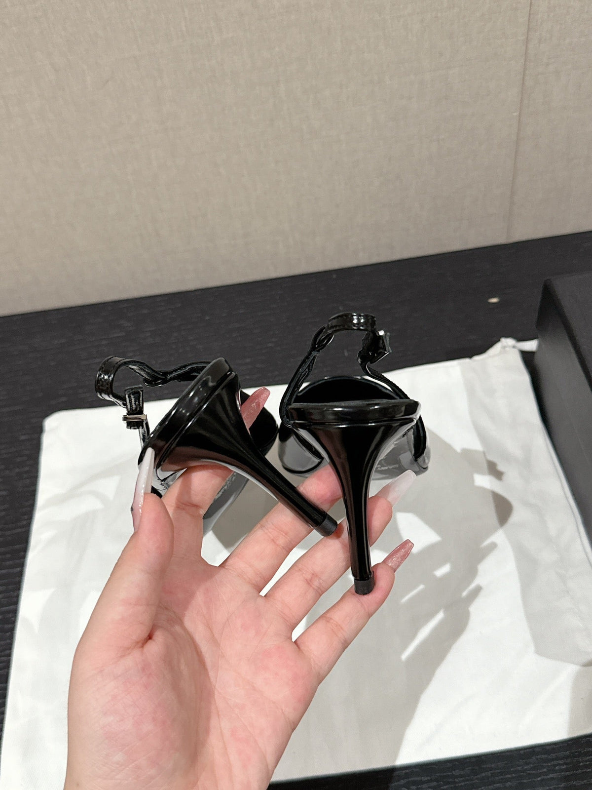 SL CHERISH SLINGBACK 75 BLACK CALFSKIN