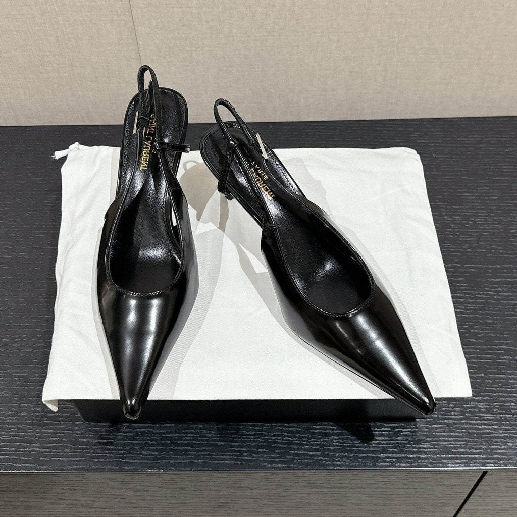 SL CHERISH SLINGBACK 75 BLACK CALFSKIN