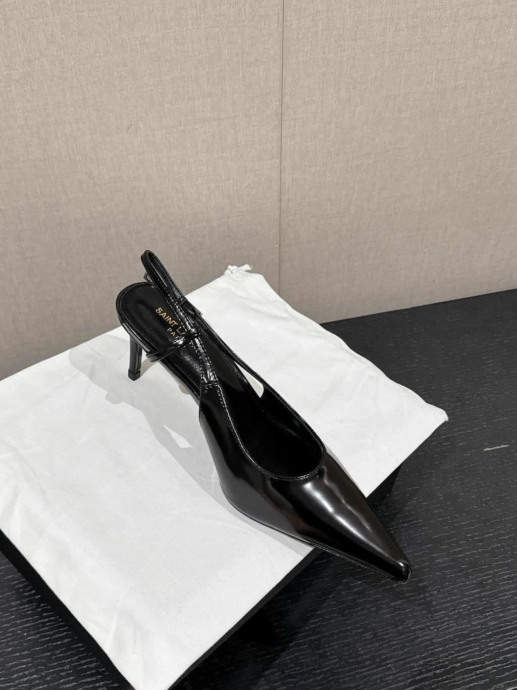 SL CHERISH SLINGBACK 75 BLACK CALFSKIN