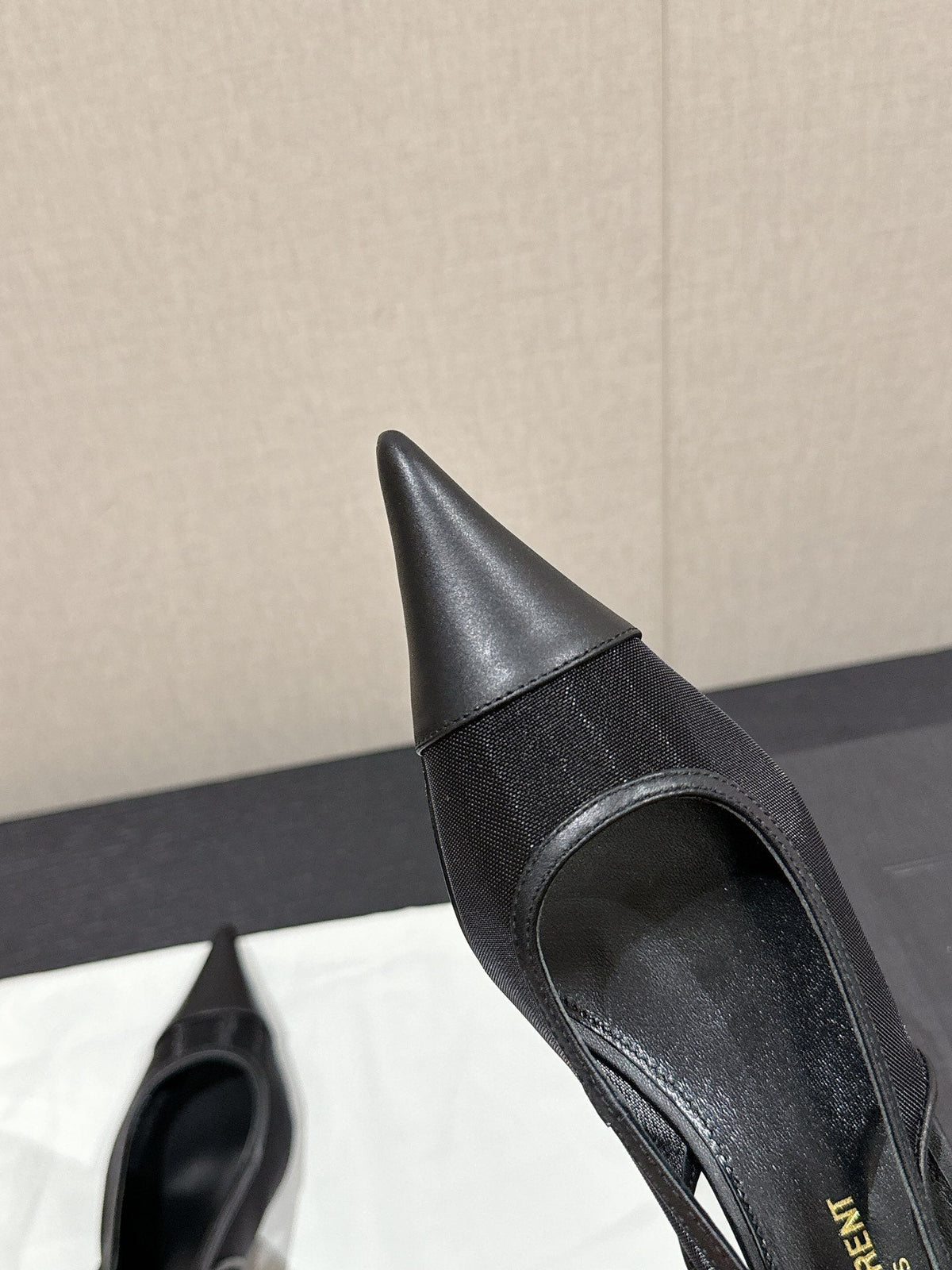 SL CHERISH SLINGBACK 45 BLACK MESH AND CALFSKIN